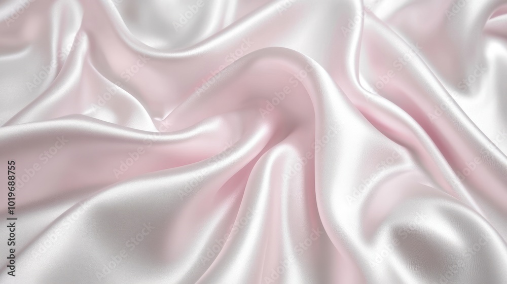 Obraz premium A close-up of smooth, silky fabric in soft pink and white tones, showcasing texture and elegance.