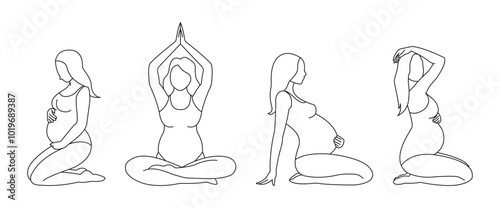  pregnant moms pose outlines