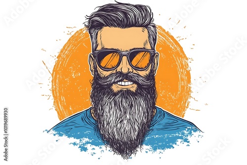 illustration of a man with a long thick untamed beard