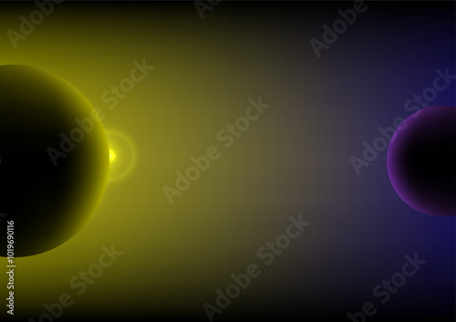 Planets glowing on the horizon vector illustration