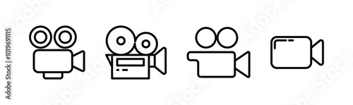 camera camcoder icon set outlines