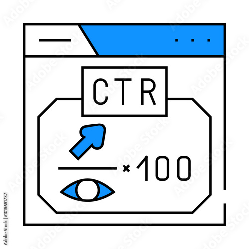 ctr click through rate seo line icon vector. ctr click through rate seo sign. isolated symbol illustration