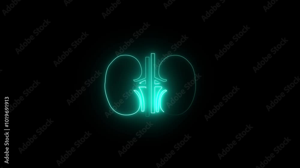 abstract glowing neon line Human kidney icon various color isolated on a black background abstract glowing neon line Human kidney icon various color isolated on a black background