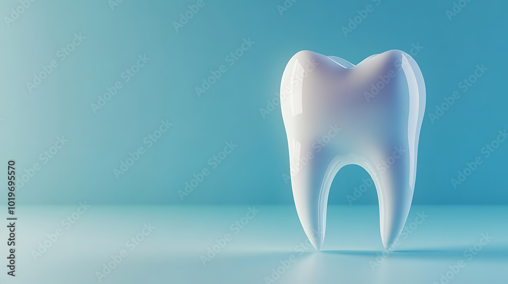 3d rendered tooth stands out against a light blue background, showing its smooth surface and anatomical details 3d rendered tooth stands out against a light blue background, showing its smooth surface and anatomical details