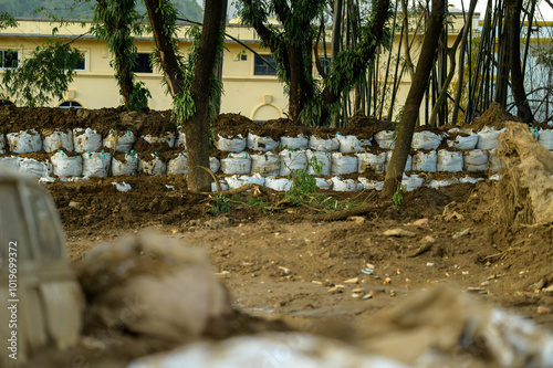 Mae Sai, Chiang Rai, Thailand, 8 October 2024: Damage, flood situation in Mae Sai and on the Thai-Myanmar border