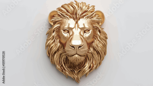 Lion head on a white background. 3D rendering, 3D illustration.