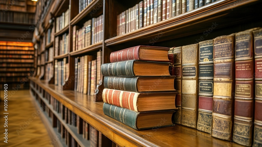 Collection of books in a library. with copy space image Collection of books in a library. with copy space image