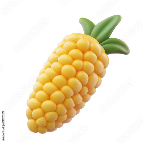 Corn 3D icon cartoon minimalist isolate on transparent background