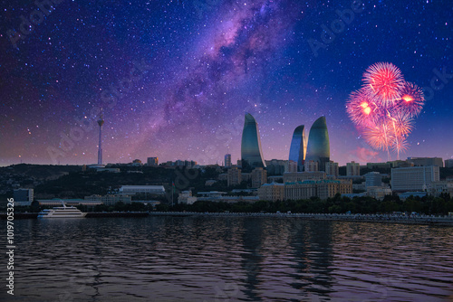 カスピ海の沿岸都市・バクーの美しい夜景