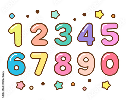ポップでかわいい子供向けの数字のイラスト1234567890