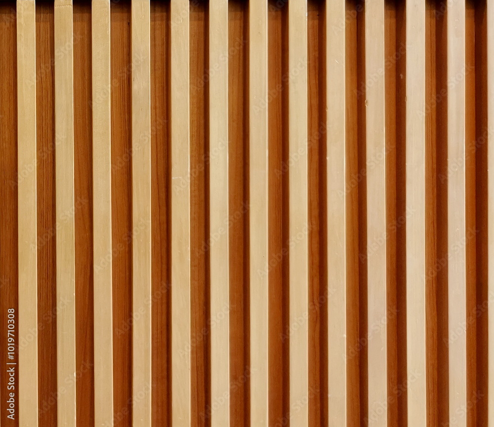 Vertical wooden slats on building facade Vertical wooden slats on building facade