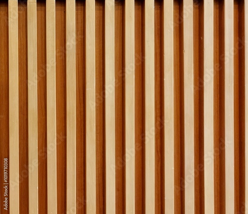 Vertical wooden slats on building facade