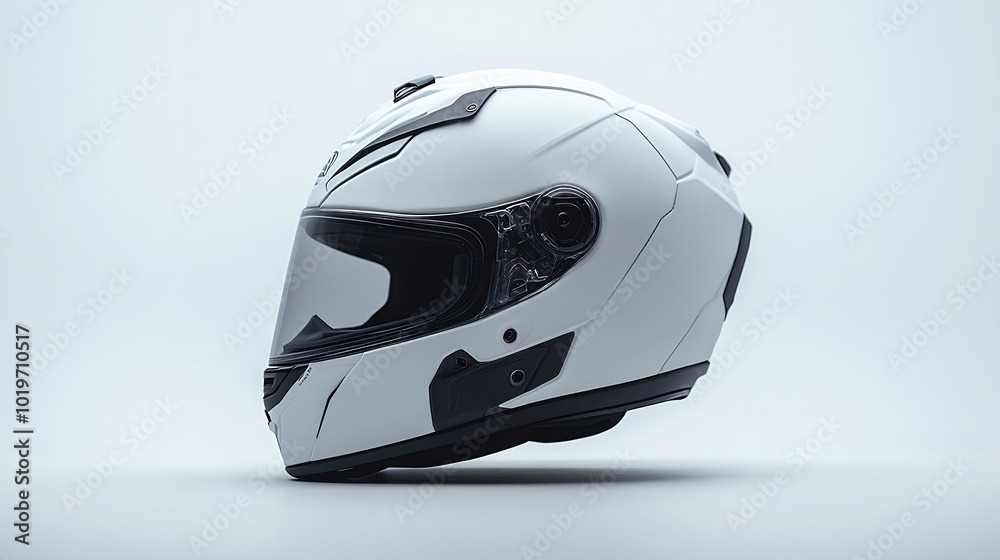 Single motorcycle helmet isolated on a clean white background minimalist and rugged design Single motorcycle helmet isolated on a clean white background minimalist and rugged design