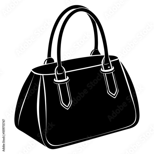 purse Silhouette women's handbag Illustration. Purse silhouette on white background 