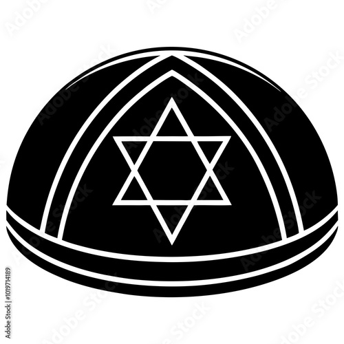 Jewish kippah silhouette icon 