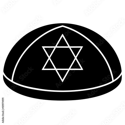 Jewish kippah silhouette icon 