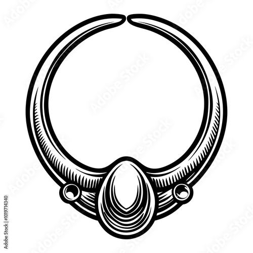 Piercing nose ring silhouette vector illustration