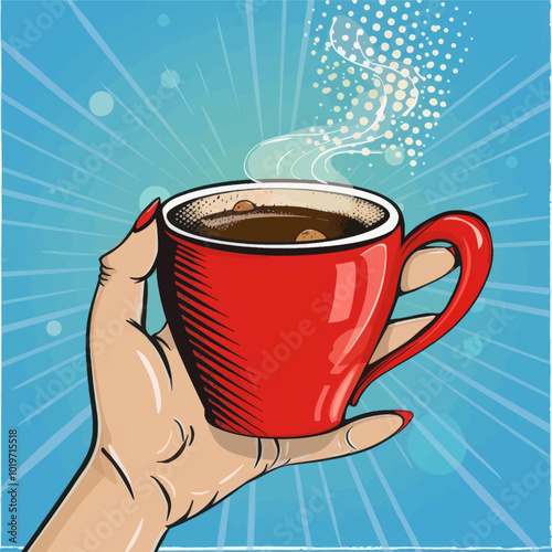 Pop Art Coffee Cup in Hand