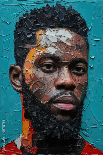 Black Man Portrait in Impasto Style  
