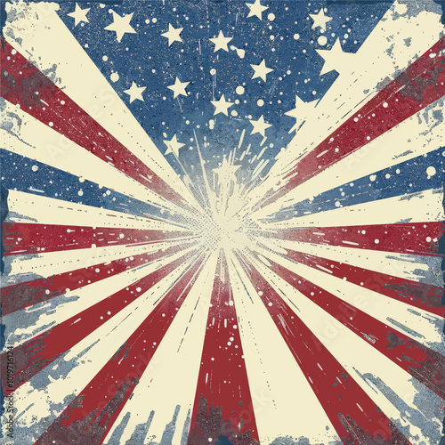 American Flag with Starburst Effect 
