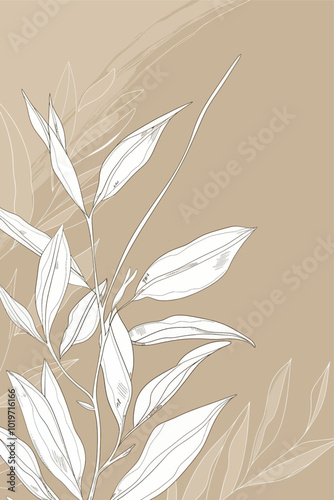 Beige Minimalist Floral Design 
