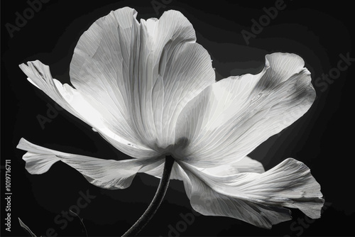 Black and White Flower Petal Detail 
