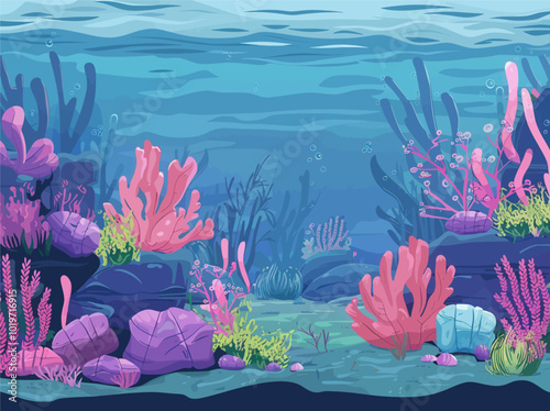 Underwater Scene with Coral and Rocks 
