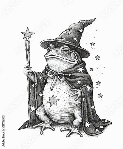 Toad Wizard with Starry Robe and Wand 
