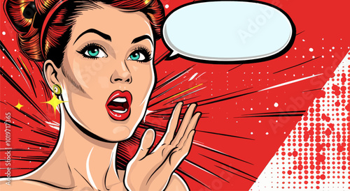 Surprised Woman Pop Art Illustration 
