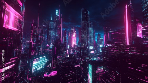 Wallpaper Mural Neon Cityscape Torontodigital.ca