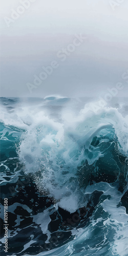 Stormy Sea with Breaking Wave 
