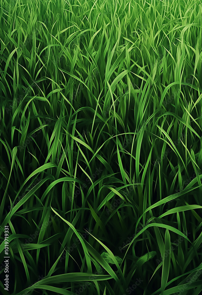 Obraz premium Fresh green grass as background, top view bright yellow ash leaves against lying of green gas, go green, green grass lawn, autumn lawn close-up lit by the sun, grass background close-up, autumn yellow