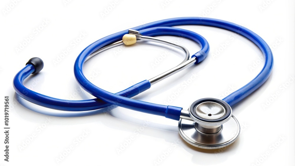 Asymmetrical blue stethoscope isolated on white background Asymmetrical blue stethoscope isolated on white background