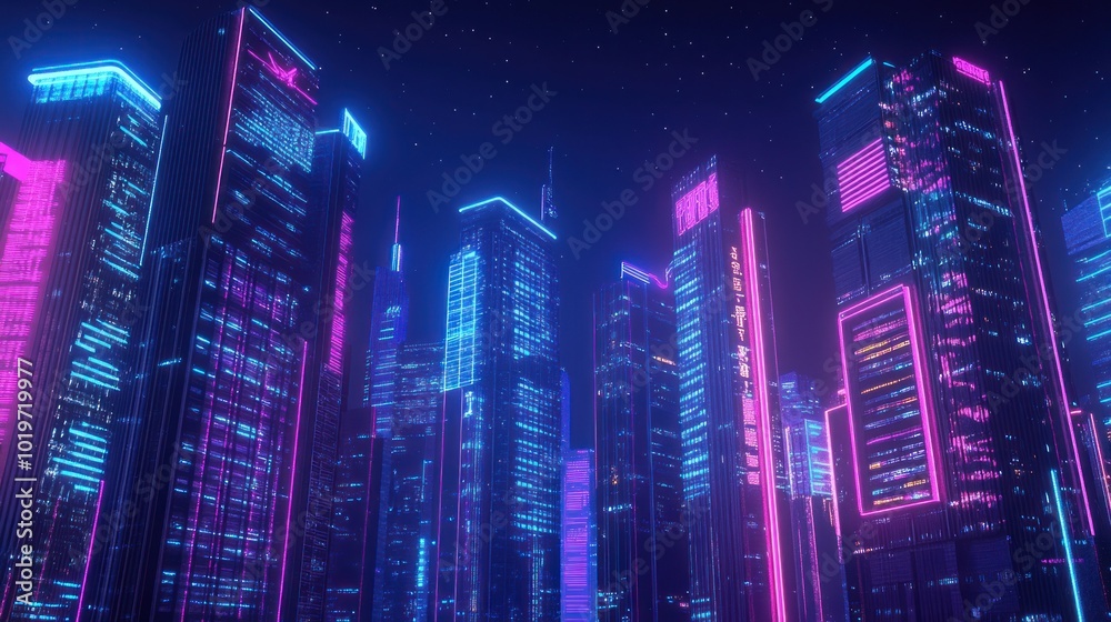 Obraz premium Neon Cityscape
