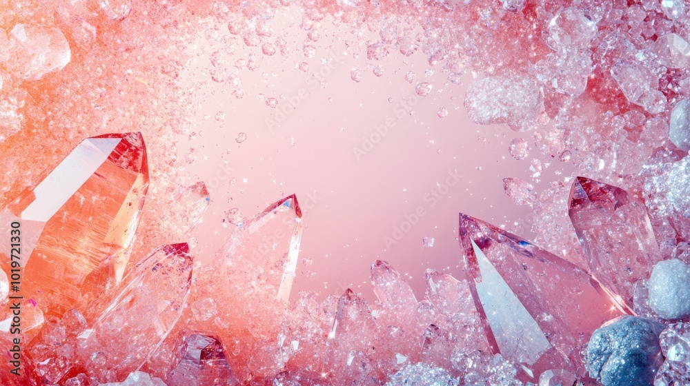Pink and Blue Crystal Formation with Glittering Texture