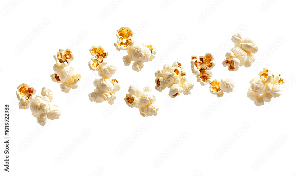 Delicious popcorn in the air on white background Delicious popcorn in the air on white background