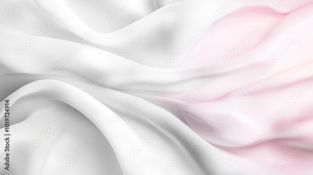 Obraz premium Soft, flowing fabric in white and pale pink, creating a serene and elegant visual texture.