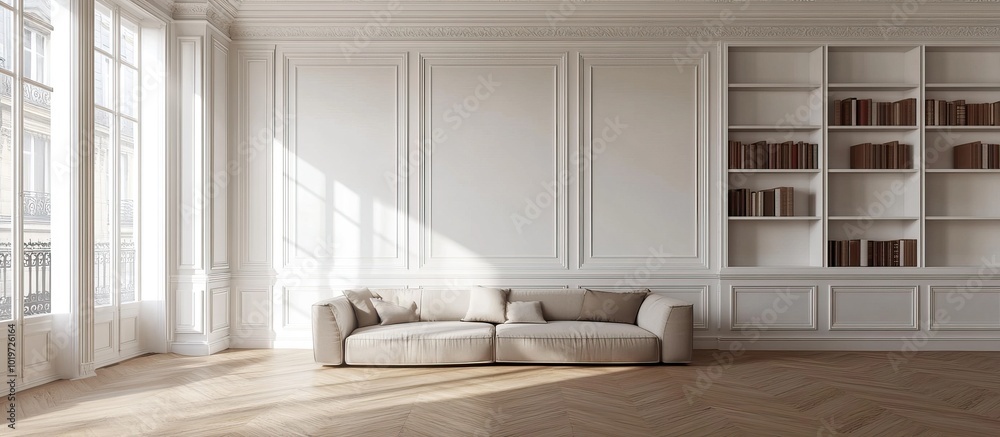Fototapeta premium Sunlit Interior Design: A Luxurious Living Room
