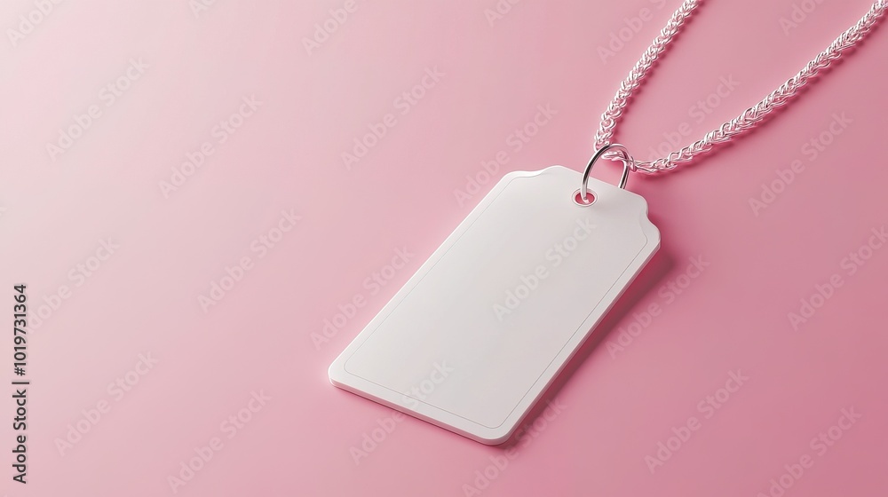 Fototapeta premium Blank badge mockup isolated on a pink background Simple empty name tag