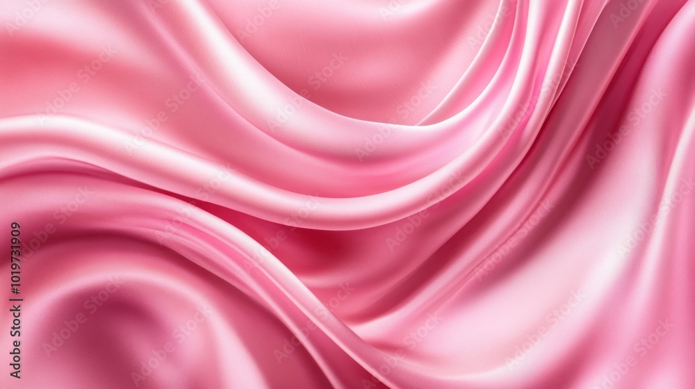 Obraz premium A smooth, flowing texture of pink satin fabric creating an elegant and luxurious appearance.
