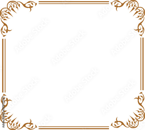 frame with gold ornament frame with ornament frame with golden leaves Golden Rectangle, Corner, Certificate, Border, Pattern, Line, Photo, Wedding, Invitation, Background, Thai, Islamic,