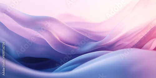 Abstract waves of soft purple and blue hues flowing in layers, creating a calming and ethereal design with a sense of movement and depth