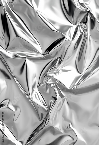 crumpled paper texture Shiny silver foil texture. Silver foil background  