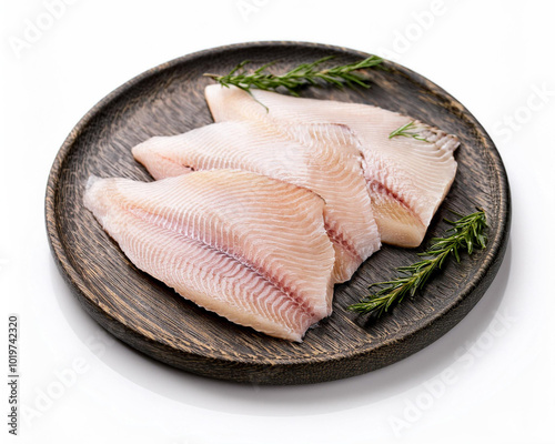 Fresh sliced black grouper fillet  Isolated on white background illustrated food, fish and seafood clipart photo