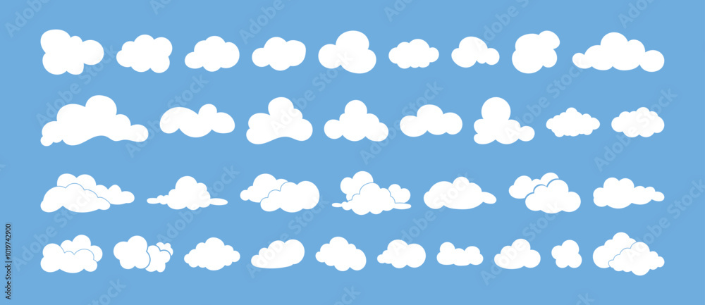 clouds simple cute cartoon flat design