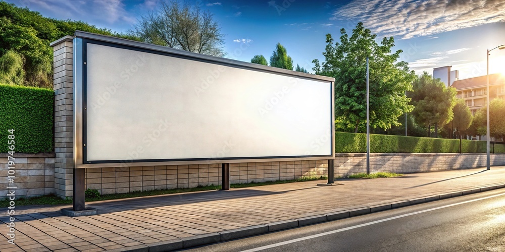 billboard on city sidewalk with perspective view