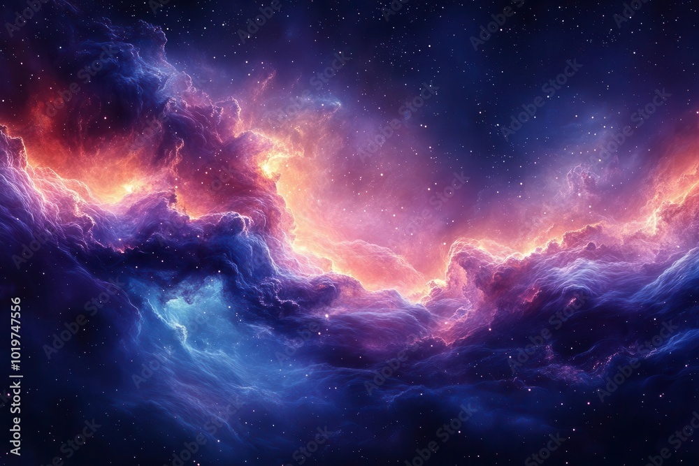 Fototapeta premium stunning nebula wallpaper showcasing swirling stardust in rich blue purple and magenta hues evoking a sense of wonder and the vastness of the galaxy