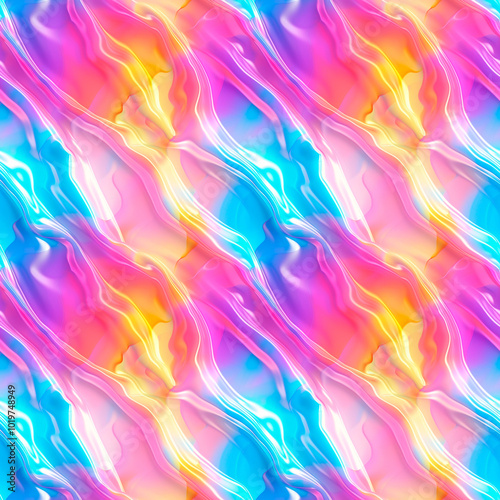 Bright abstract gradient seamless background with smooth, flowing colors in pink, blue, yellow and orange tones.