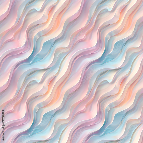 Abstract flowing pattern with smooth lines and soft curves in pastel colors. Seamless background