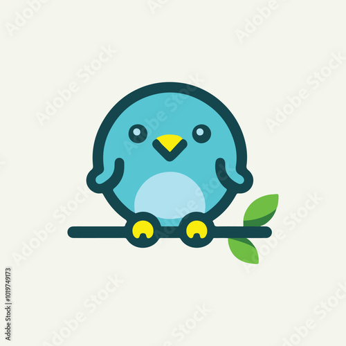 Cartoon illustration of a cute blue bird